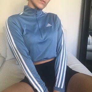 Adidas crop 3/4 zip up jacket top